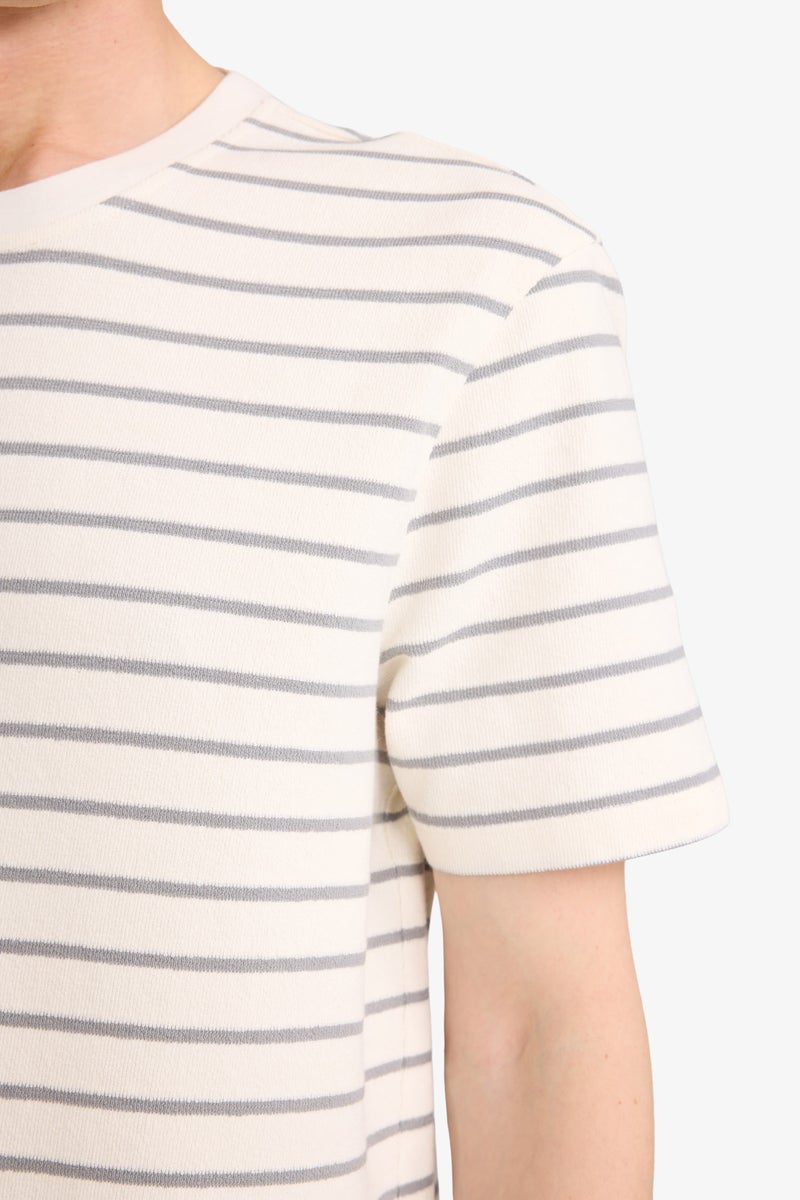 DeFacto Grey Man Crew Neck Striped Short Sleeve T-Shirt Casual - Image 4